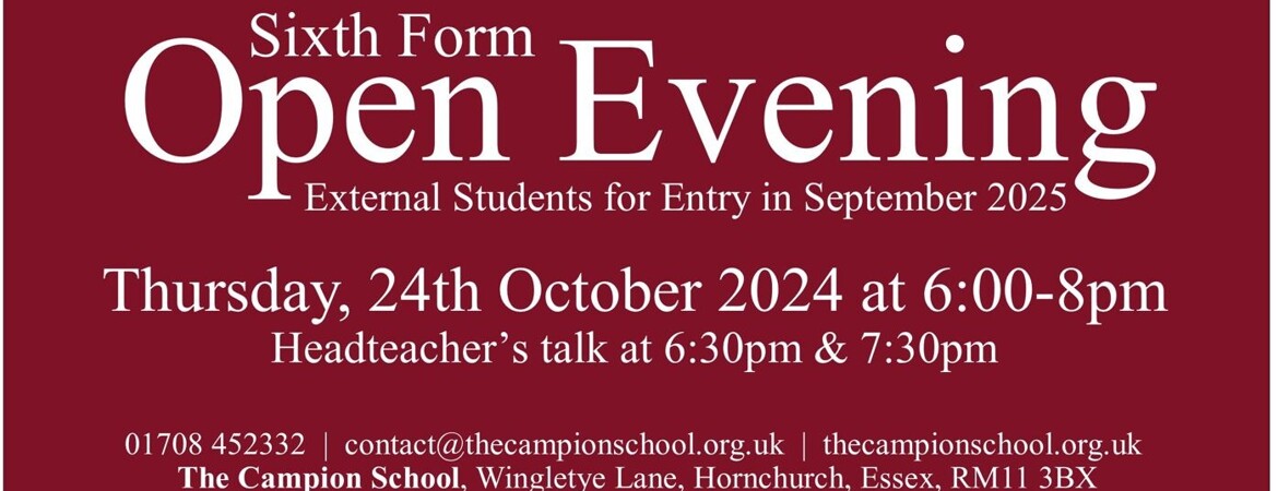 Sixth Form Open Evening for External Year 11s starting Year 12 in September 2025