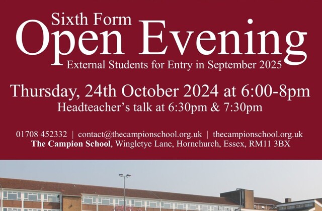 Sixth Form Open Evening for External Year 11s starting Year 12 in September 2025