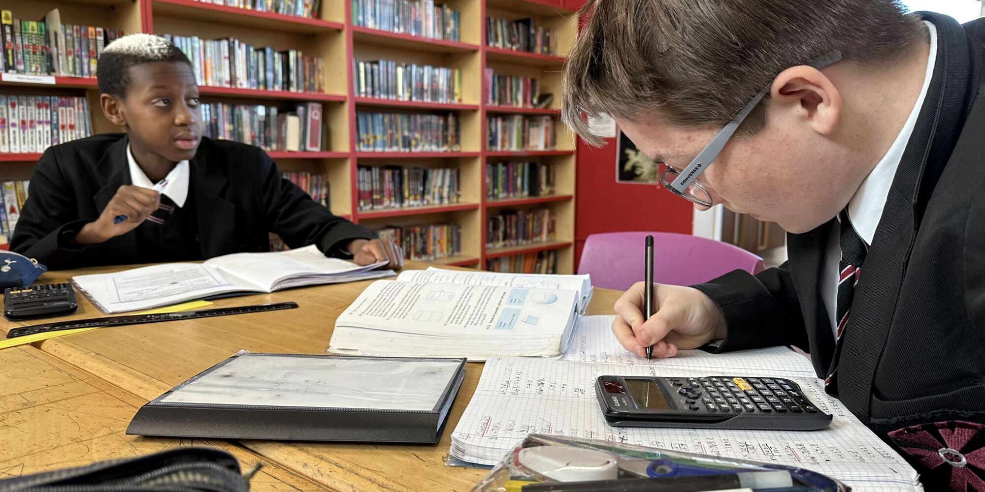 Students studying in the library